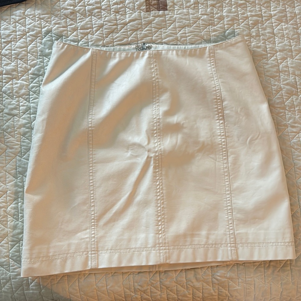Free People faux white leather mini skirt